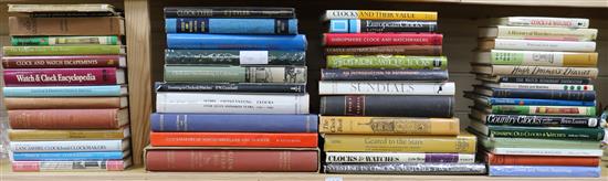 A quantity of clock and watch reference books including Repairing Antique Clocks, Clocks and Their Value,